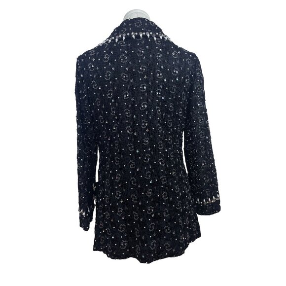 East Orient Womens Black Sequin & Pearl Embellished Jacket Size 8 Lightweight - Picture 3 of 7